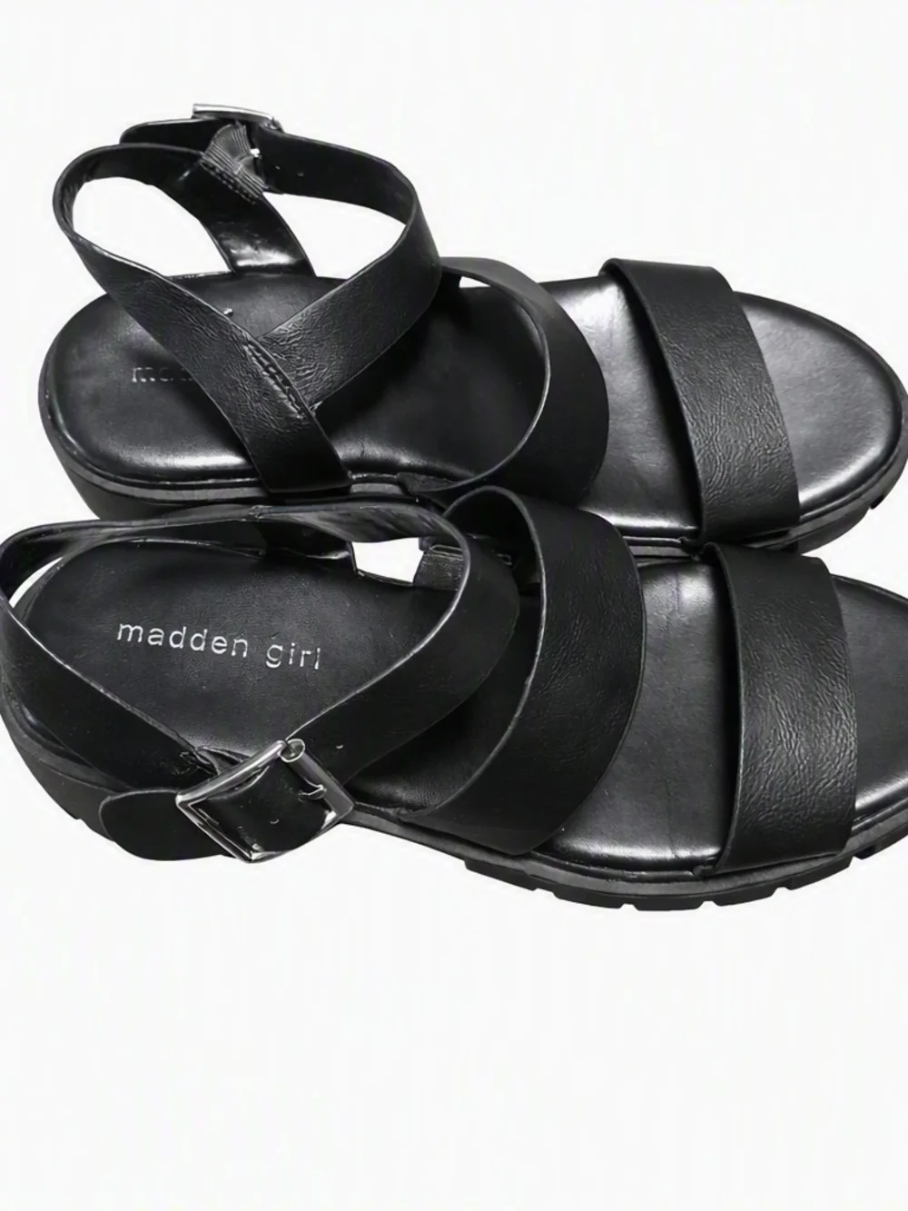 Madden Girl Black Platform Lug Sandals